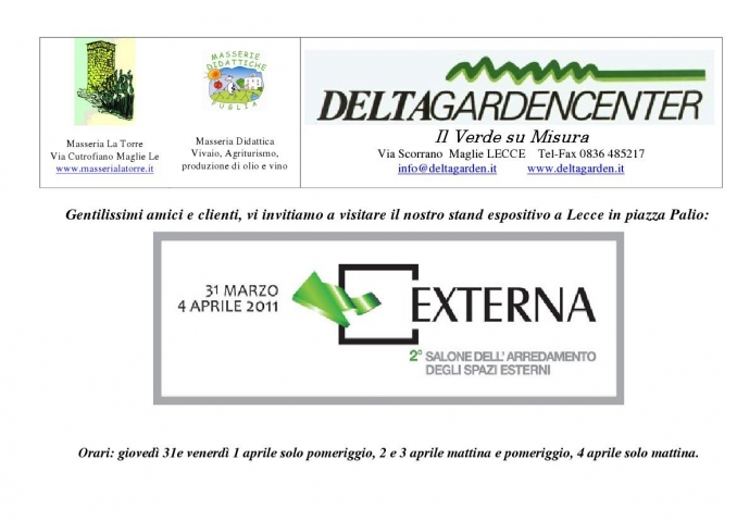 DELTA GARDEN PARTECIPA AD EXTERNA - www.deltagarden.it